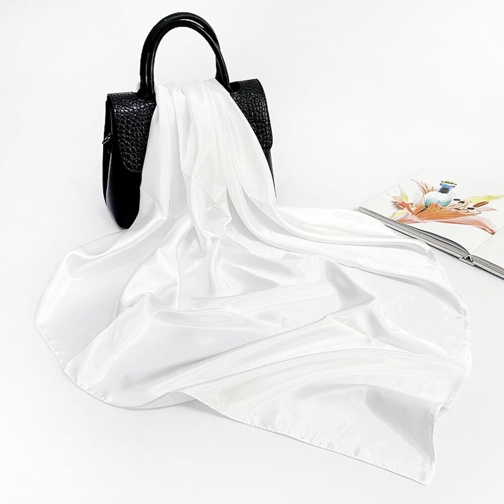 35" Square Silk Like Head Scarf - Women's Fashion Silk Feeling Scarf for Hair Wr - Picture 5 of 5